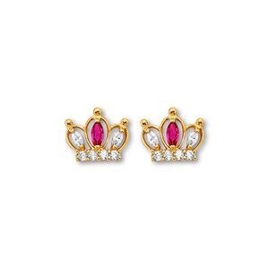 14K Gold Crown CZ Earrings | Dainty Push Back  Jewelry By Tehrani Jewelry